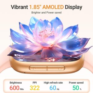 Fitpolo Smart Watch for Women, 1.85″ AMOLED Fitness Tracker with Bluetooth Call, Heart Rate/Sleep/SPO₂ Monitor, 100+ Sports Modes, 3ATM Waterproof Smartwatch for Android/iPhone, Includes 2 Bands