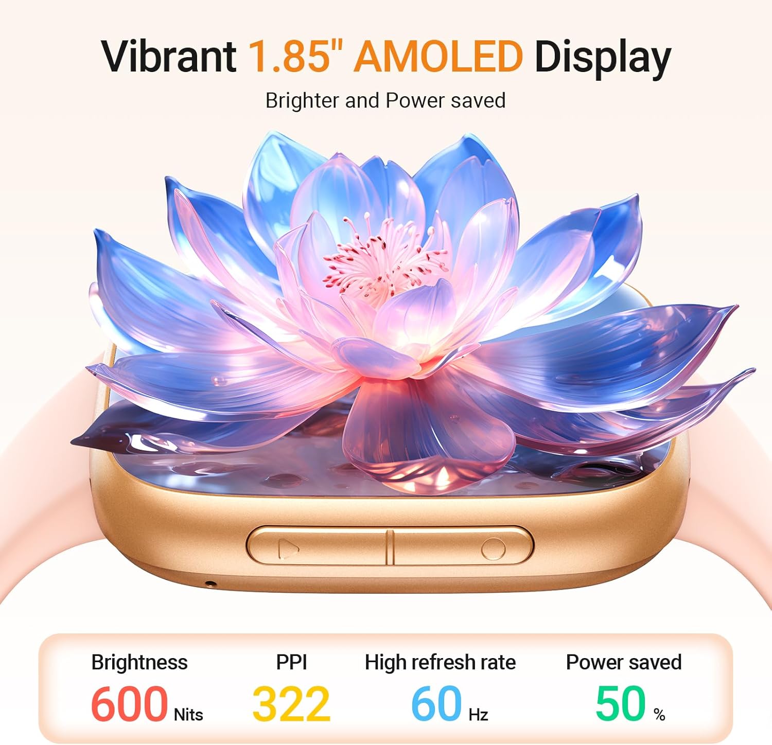 Fitpolo Smart Watch for Women, 1.85" AMOLED Fitness Tracker with Bluetooth Call, Heart Rate/Sleep/SPO₂ Monitor, 100+ Sports Modes, 3ATM Waterproof Smartwatch for Android/iPhone, Includes 2 Bands - Image 2