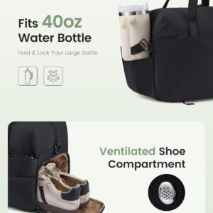 LOVEVOOK Small Gym Bag for Women with Large Tumbler Holder Pocket, Carry on Weekender Travel Duffel Bag with Shoe Compartment, Overnight Mini Personal Bag with pouch for Workout Sport Dance Yoga