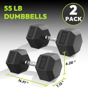 Hex Dumbbell 40-570 lb Dumbbell set, Rubber Encased Exercise & Fitness Dumbbells, Hand Weight for Strength Training