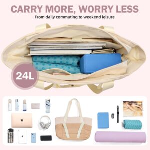 Axcone Women’s Yoga Tote Bag with Luggage Sleeve & Mat Straps – Gym Work Bag for Office, Commute, Sports,Travel