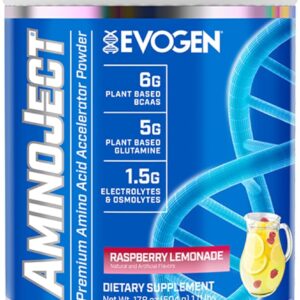 Evogen AminoJect – Premium BCAA Powder & EAA Recovery Formula with Electrolytes | Amino Acids Supplement for Muscle Growth, Hydration, & Recovery | Raspberry Lemonade | 30 Servings