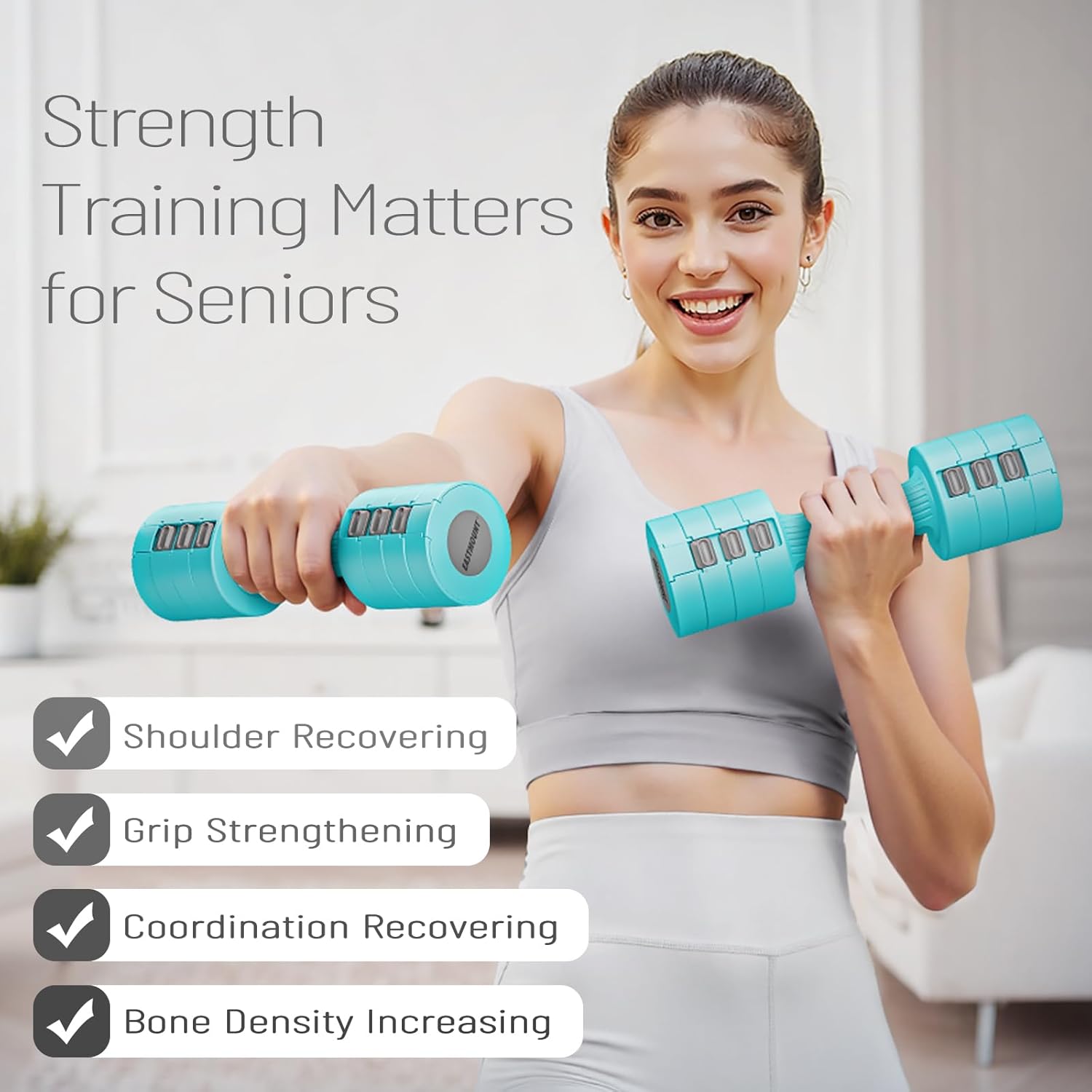 EAST MOUNT Adjustable Dumbbells 5 lb Dumbbells Set of 2 / Pair 10 lb Total Free Weights 6 in 1 Women Hand Weights for Home,Office,Gym Exercise Training 2lb 3lb 4lb 5lb Fast Adjust - Image 3