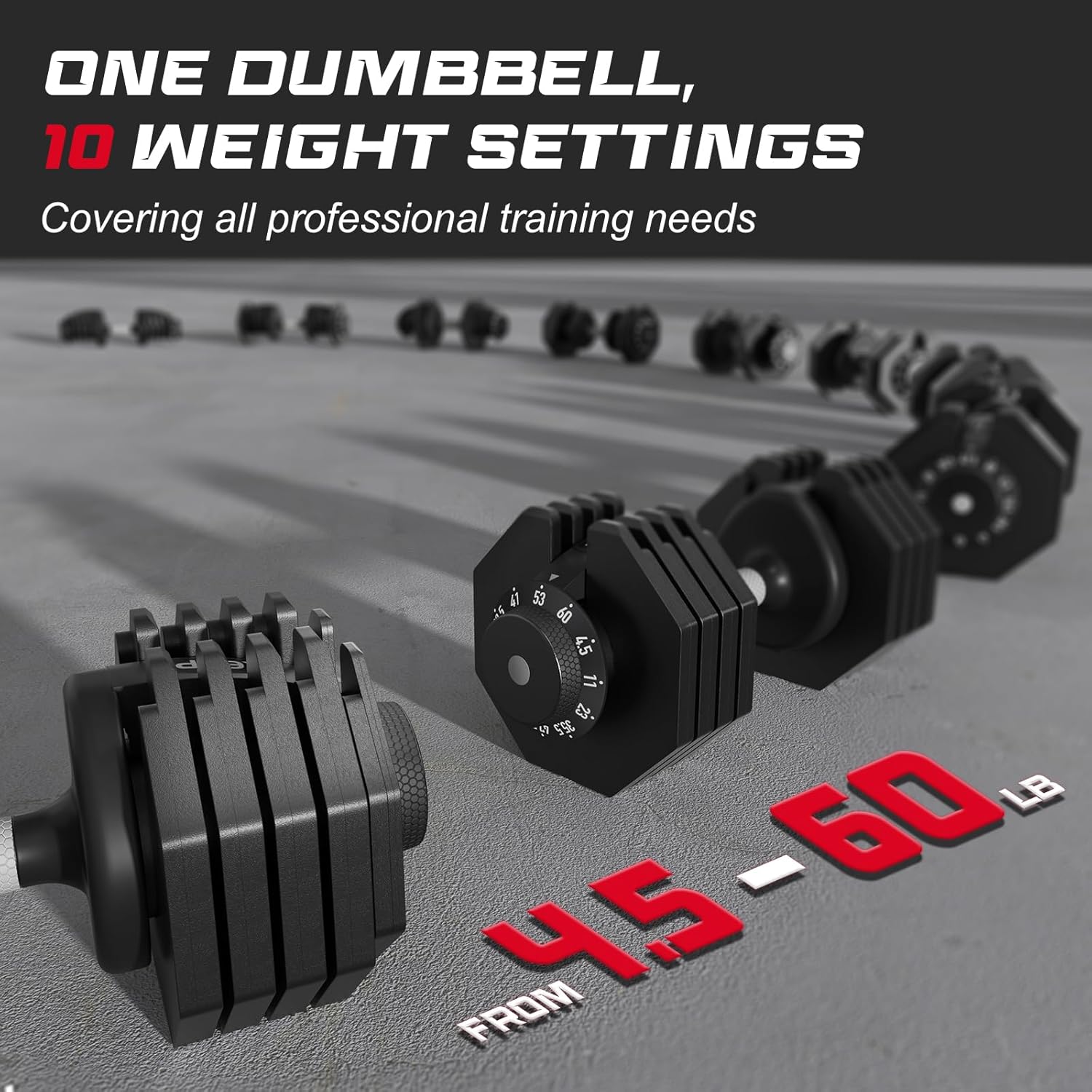 Keppi Adjustable Dumbbells Set-25lb/40lb/55lb/60lb, Anti-Slip Metal Fast Adjust Weight Handle, Exercise & Fitness for Full Body Workout - Adjustable Dumbbell Series - Image 3