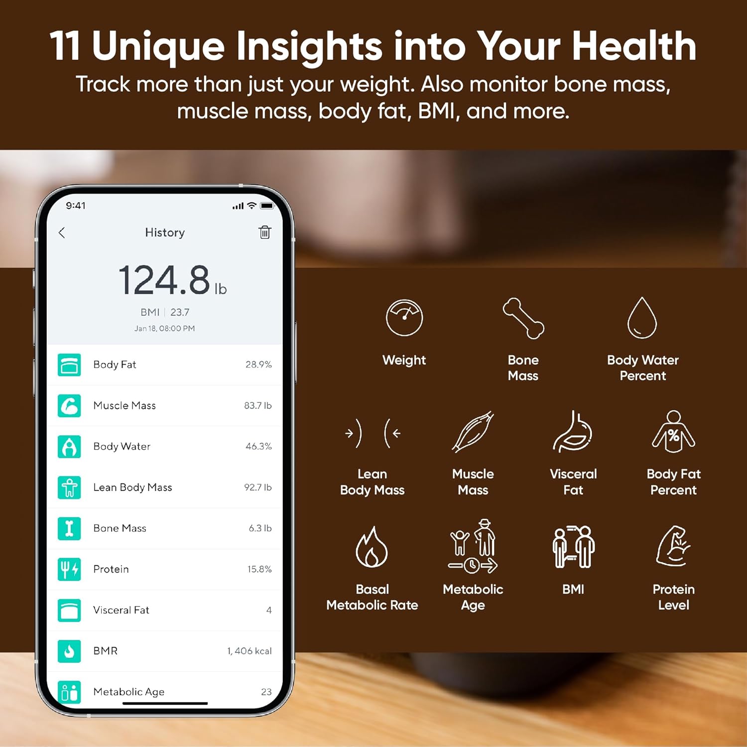 Wyze Scale S, Scale for Body Weight, Digital Bathroom Scale for Body Fat, BMI, Muscle, Heart Rate, Body Composition Analyzer with App, Batteries Included, Bluetooth, 400 lb, Black - Image 2