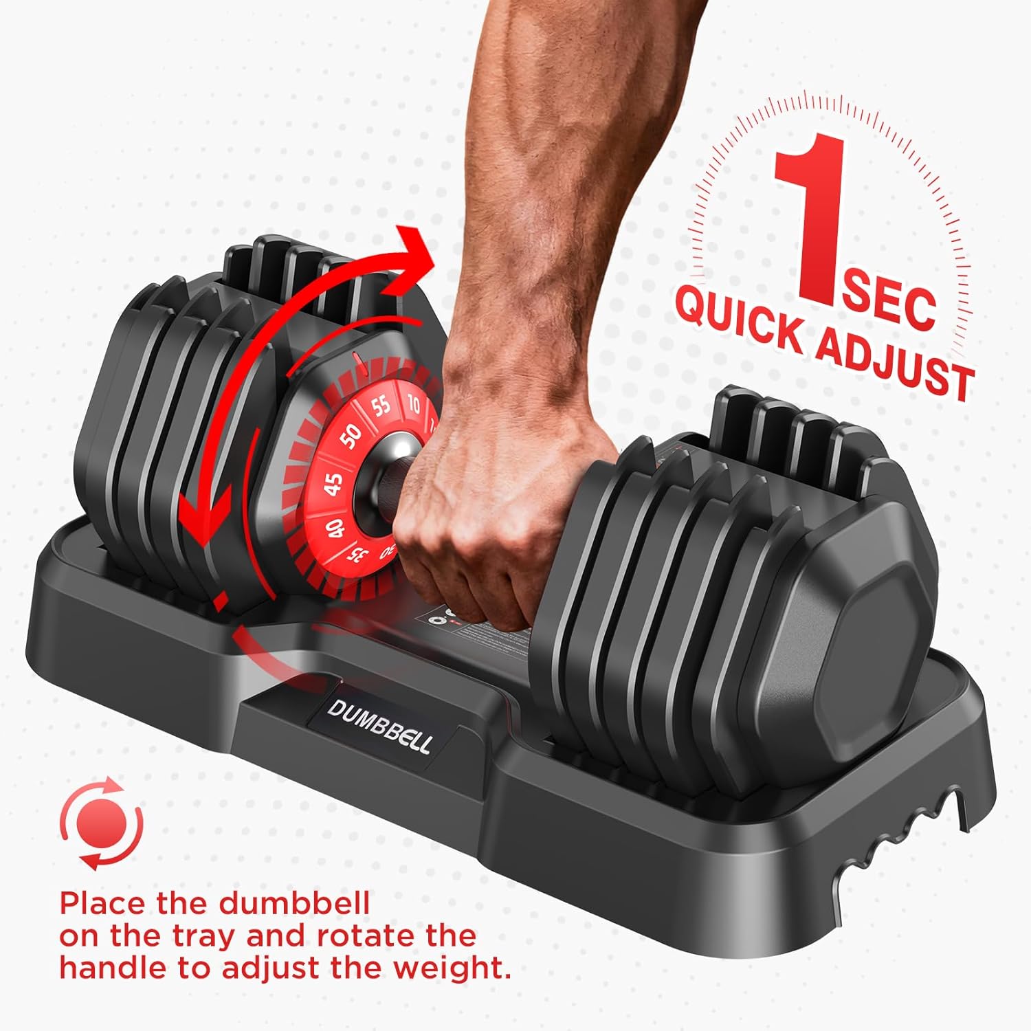 Adjustable Dumbbells Set of 2, Durable Weights Dumbbells Set, 10 in 1 Weights Set with Anti-Slip Grip, 25/55/52.5LBS Fast Adjust Gym Equipment Space Saving for Home Strength Training - Image 5