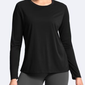 SANTINY Women’s Lightweight Long Sleeve Workout Tops Split Back Gym Running Hiking Athletic Shirt Quick Dry UPF 50+ Sun Shirt