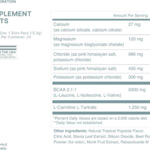 TRU Supplements Hydration Complete BCAA, Plant Based Amino Acids + Pink Himalayan Salt, Electrolytes & L-Carnitine, Vegan, Zero Calories, No Artificial sweeteners, 24 Servings, Tropical Popsicle