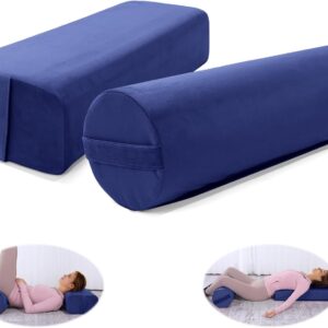 MABOZOO Yoga Bolster Set, Velvet Cover High Density Foam Pillows for Restorative Yoga and Meditation, Rectangular and Cylinder Bolster Pillow Meditation Cushion Pillow For Women Leg