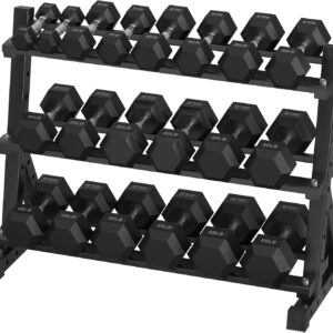 Hex Dumbbell Sets with Rack, 290-840 lb Rubber Encased Exercise & Fitness Dumbbells Set, Hand Weight for Strength Training, Weight Dumbbells