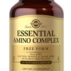 Solgar Essential Amino Complex, 90 Vegetable Capsules – Free Form Essential Amino Acids – Non-GMO, Vegan, Gluten Free, Dairy Free, Kosher – 90 Servings