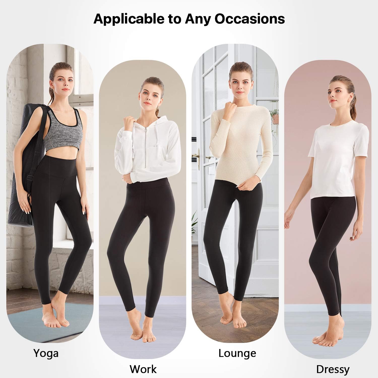 SINOPHANT High Waisted Leggings for Women - 2 Packs Buttery Soft Yoga Pants for Workout Athletic - Image 5