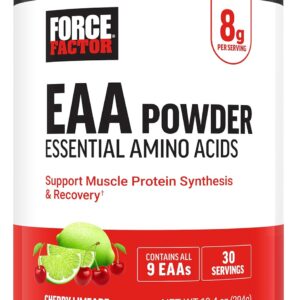 Force Factor Essential Amino Acids, Full Spectrum EAAs Amino Acids Powder, Amino Acids Supplement for Women and Men to Support Healthy Muscle and Workout Recovery, Cherry Limeade, 30 Servings