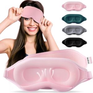 Audree Eye Mask for Sleeping – 3D Contoured 100% Sleep Mask Light Blocking, Sleeping Eye Mask for Women Men, Zero Eye Pressure Night Blindfold, Soft Eye Cover – Pink
