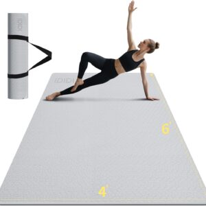 Large Yoga Mat (6’x 4′) – Extra Long and Wide Workout Mat for Men and Women,Non-Slip POE 0.32”/0.4” Thick Fitness Mat, Eco-Friendly, Thick Wide Exercise Mat for Home Workouts,Ideal for Yoga and Pilates.