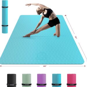 HAPBEAR Extra Large Yoga Mat – 72″x48″/78″x54″, 1/4″ & 1/3″ Thick, Non-Slip, Durable, Eco-Friendly, Wide Exercise Mat for Home Workouts, Yoga, Pilates, Stretching, Meditation (Barefoot Exercise)