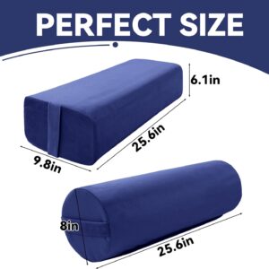 MABOZOO Yoga Bolster Set, Velvet Cover High Density Foam Pillows for Restorative Yoga and Meditation, Rectangular and Cylinder Bolster Pillow Meditation Cushion Pillow For Women Leg