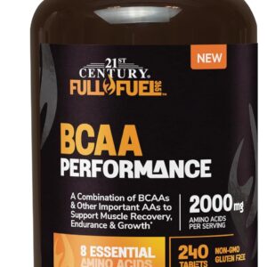 21st Century Full Fuel 365 BCAA Performance, 2000mg Per Serving, 240 Count, Gluten Free & Non-GMO, Amino Acids Supplement for Workout & Muscle Support