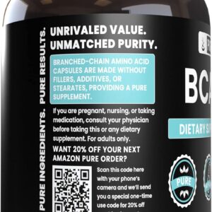 Pure Original Ingredients BCAA (365 Capsules) No Magnesium Or Rice Fillers, Always Pure, Lab Verified