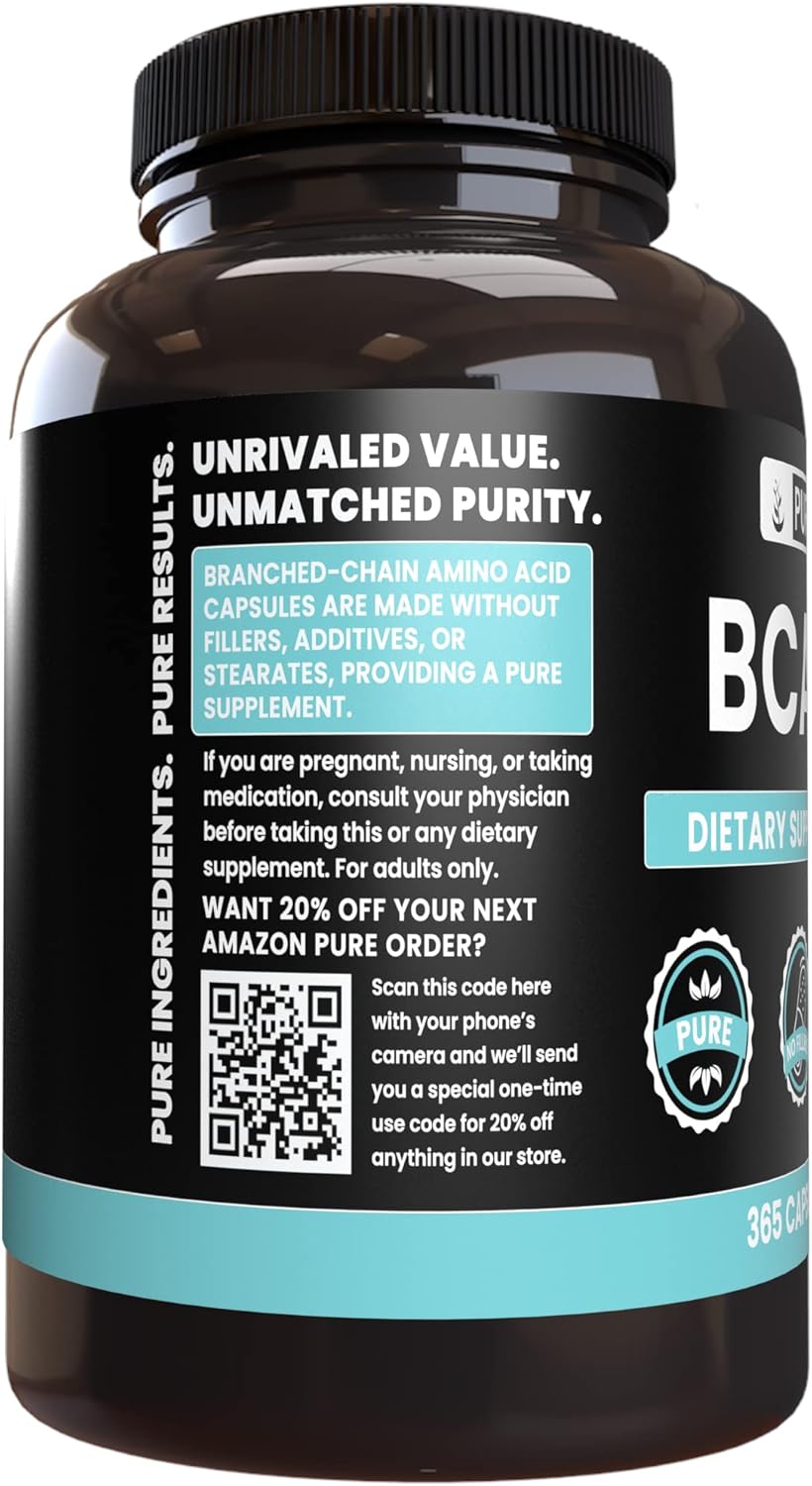 Pure Original Ingredients BCAA (365 Capsules) No Magnesium Or Rice Fillers, Always Pure, Lab Verified - Image 2