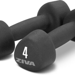 ZIVA Neoprene Tribell Dumbbell Pairs – Set of 2 Hand Weights, Non-Slip Durable Rubber Finish, No-Roll Design for Rigorous Exercise and Strength Training (Avail in 2-20 lb Pairs)