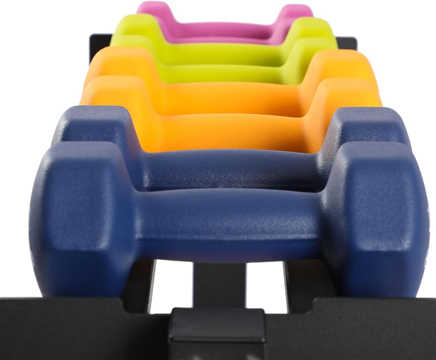 HolaHatha 146 Pound Neoprene Coated Non Slip Dumbbells with Rack for Strength Training, Includes 3, 5, 8, 10, 12, 15, & 20 Pound Sets, Multicolor - Image 9