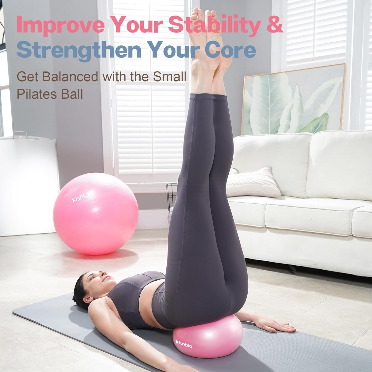 Small Exercise Ball, 9 Inch Mini Pilates Ball, Anti Burst and Slip Resistant Mini Yoga Ball for Stability, Fitness, Physical Therapy, Stretching & Core Strength Workout at Home Gym & Office - Image 2