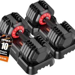 Adjustable Dumbbells Set of 2, Durable Weights Dumbbells Set, 10 in 1 Weights Set with Anti-Slip Grip, 25/55/52.5LBS Fast Adjust Gym Equipment Space Saving for Home Strength Training
