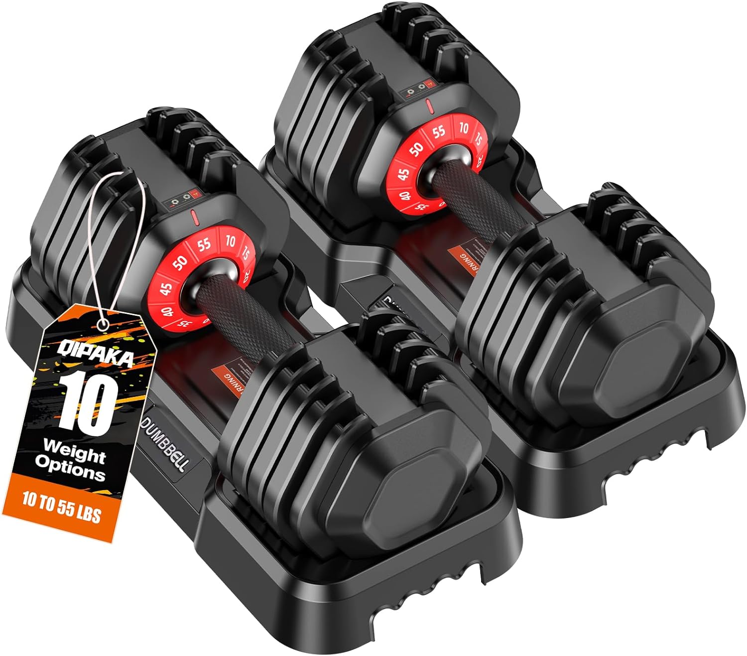 Adjustable Dumbbells Set of 2, Durable Weights Dumbbells Set, 10 in 1 Weights Set with Anti-Slip Grip, 25/55/52.5LBS Fast Adjust Gym Equipment Space Saving for Home Strength Training
