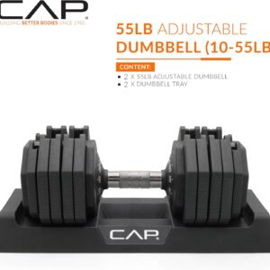 CAP Barbell ADJUSTABELL Adjustable Round Dumbbell Weights – Singles & Pairs | 12.5 lb, 25 lb & 55 lb | Multiple Handle Options