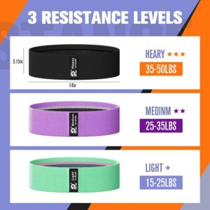 Fabric Resistance Bands Set – Booty Bands for Legs & Glutes, 3 Resistance Levels, Non-Slip Workout Bands for Women & Men, Ideal for Yoga, Pilates, Fitness, and Home Workouts