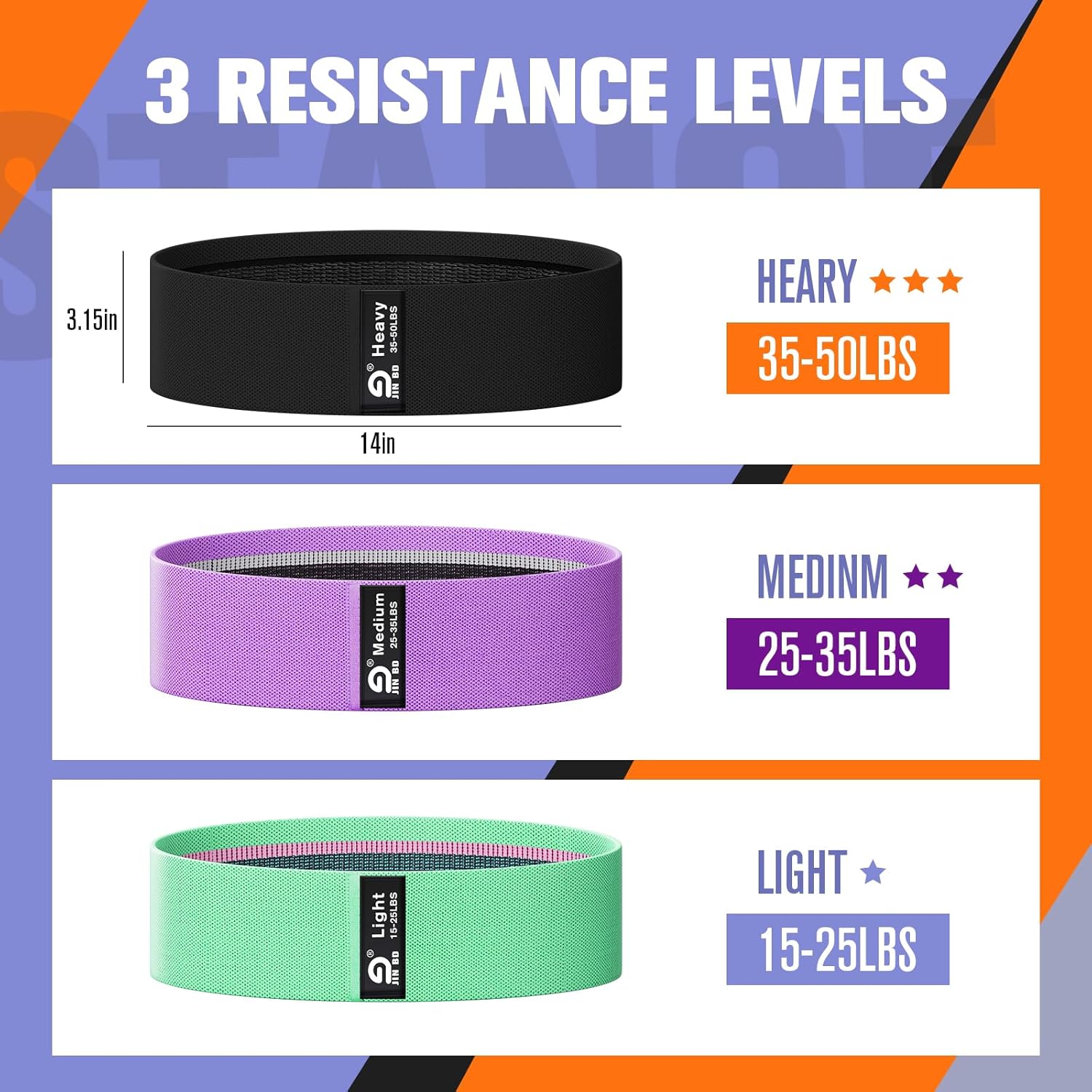 Fabric Resistance Bands Set – Booty Bands for Legs & Glutes, 3 Resistance Levels, Non-Slip Workout Bands for Women & Men, Ideal for Yoga, Pilates, Fitness, and Home Workouts - Image 2
