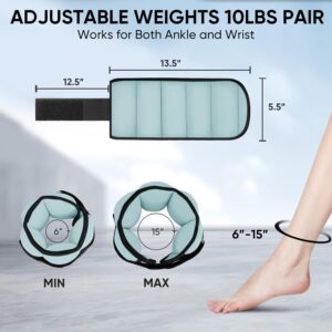 APEXUP 10lbs/Pair Adjustable Ankle Weights for Women and Men, Modularized Leg Weight Straps for Yoga, Walking, Running, Aerobics, Gym, Physical Therapy