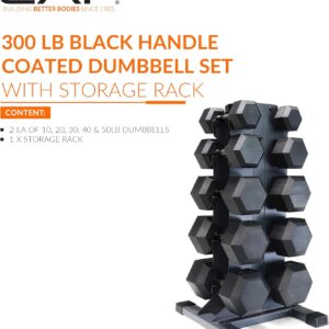 CAP Barbell Rubber Coated Hex Dumbbell Set with Vertical Rack | 100-300 lbs Free Weights Dumbbells Set for Home Gym | Multiple Options