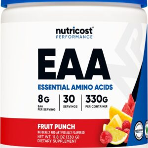 Nutricost EAA Powder 30 Servings (Fruit Punch) – Essential Amino Acids – Non-GMO, Gluten Free, Vegetarian Friendly