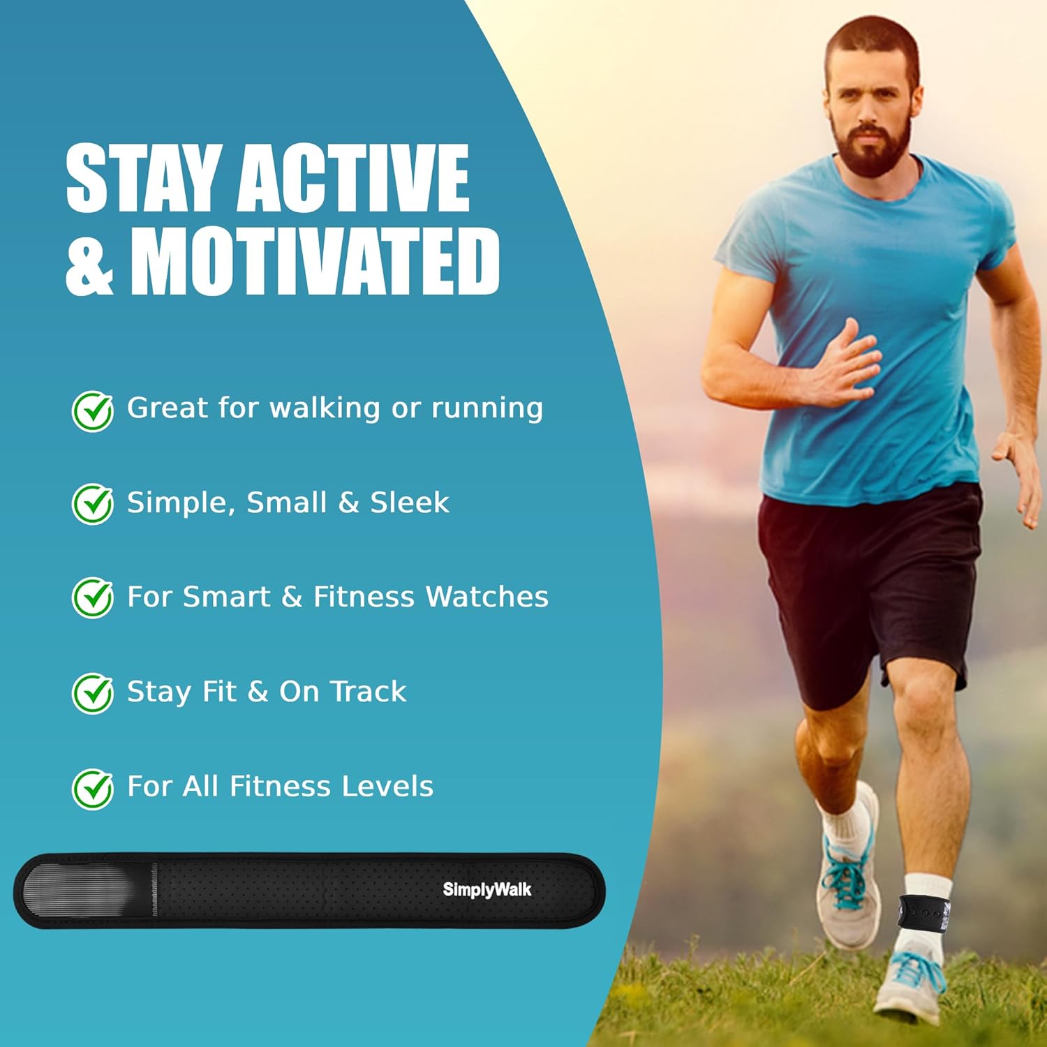 Ankle Band for Fitbits & Smartwatches, Softwear Ankle Band (Device not Included) (Black)(Medium) - Image 6