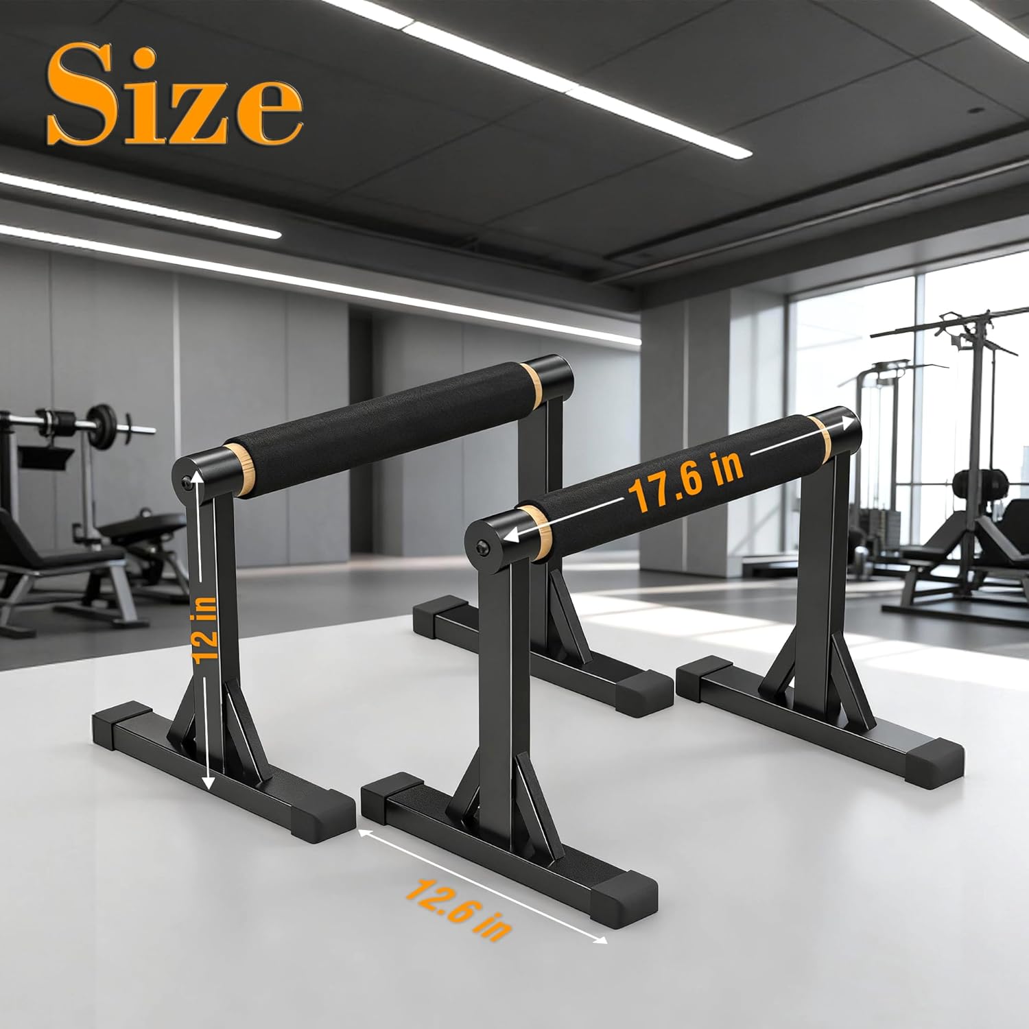 12" Wooden Parallel Bar and Dip Bar with Non-Slip Handles, Rock-Free Fitness Equipment for Handstands, L-Sits, Gymnastics and Strength Training for Home Gym, 600lbs Capacity - Image 7