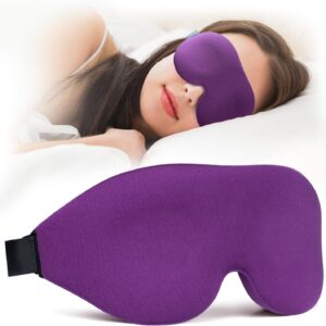 Sleep Mask, Blackout 3D Contoured Sleeping Eye Mask, Upgraded Eyelash Friendly Night Blindfold with Adjustable Strap, Lightweight Soft Eyeshade for Women Men, Concave Cup Eye Cover for Travel Nap