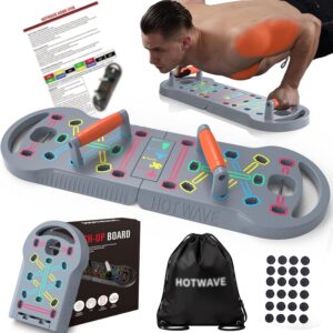 HOTWAVE Portable Exercise Equipment with 16 Gym Accessories,20 in 1 Push Up Board Fitness,Resistance Bands with Ab Roller Wheel,at Home Workout for Men
