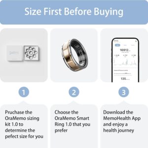 Smart Ring 1.0 for Men/Women, No Subsripition Fee, 7-8 Days Battery Life, HRV/Stress Monitoring/Sleep Track/Fitness for iOS and Android(Matte Gold & Silver, Size 12)
