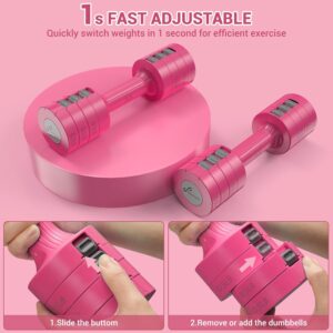 Sportneer Adjustable Dumbbells Hand Weights Set: 5 lb Dumbbell Set of 2 Each 2lb 3lb 4lb 5lb Free Weights Fast Adjust Weight 4 In 1 Weights Dumbbells Set for Women Men Home Gym Exercise Training