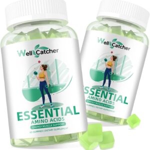 EAA Gummies Essential Amino Acids – 60 Days Supply All 9 Essential Aminos and All Branched-Chain Aminos (BCAAs) Sugar Free with Muscle Recovery Energy Support Non GMO Green Apple Flavor