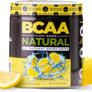 Nutrology BCAA Natural – Plant Based BCAA Powder, Lemonade Flavor, Optimized 2:1:1 Ratio Amino Acids Powder for Pre Workout & Post Workout Recovery, Vegan, Gluten-Free, Non-GMO, 30 Servings