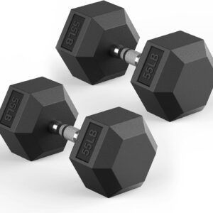 Hex Dumbbell 40-570 lb Dumbbell set, Rubber Encased Exercise & Fitness Dumbbells, Hand Weight for Strength Training