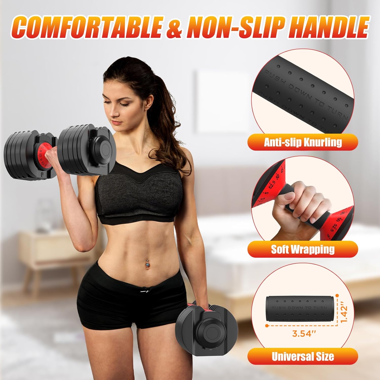 Adjustable Dumbbells Set of 2, Durable Weights Dumbbells Set, 10 in 1 Weights Set with Anti-Slip Grip, 25/55/52.5LBS Fast Adjust Gym Equipment Space Saving for Home Strength Training - Image 4