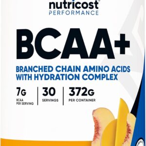 Nutricost BCAA + Hydration Powder (Peach Mango) 30 Servings – Branched Chain Amino Acids with Hydration Complex – Gluten-Free, Non-GMO