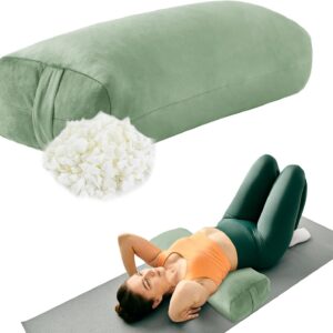 HOMBYS Shredded Foam Yoga Bolster Pillow for Restorative Yoga & Meditation, Versatile Rectangular Yoga Support Pillow Premium Meditation Cushion with Washable Velvet Cover& Carry Handle