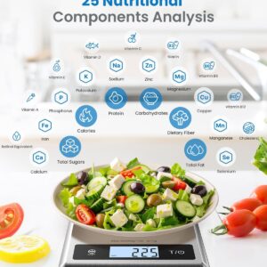 RENPHO Digital Food Scale with Nutritional Calculator, Smart Food Kitchen Scale, Food Weight Scale Grams and Ounces for Weight Loss, Calorie, Macro and Cooking, Stainless Steel