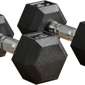 Rubber Hex Dumbbell Hand Weight, 15 Lbs Hex Dumbbell Set of 2, Rubber Weights Exercise Fitness Dumbbell with Non-Slip Handles for Home Gym Workout