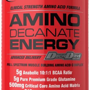 MuscleMeds Amino DECANATE Energy, Pre, Intra Workout Drink, Essential Amino Acids, BCAAs, High Leucine, Glutamine, Muscle Recovery, Strawberry Kiwi, 30 Servings
